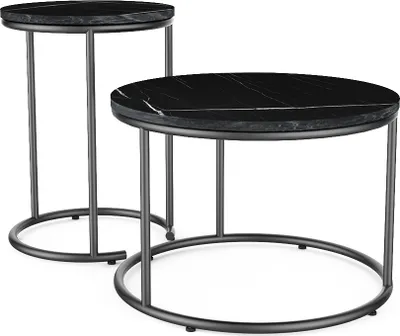 Produktbild von Couchtisch-Set Vicco Ottawa Schwarzer Marmor 55 x 55 cm 2 Teile, Model 49375