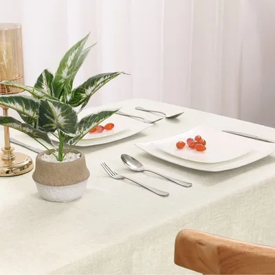 Immagine prodotto di Tovaglia effetto lino, idrorepellente, 135 x 220 cm, color crema