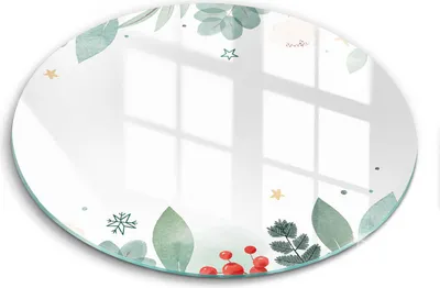 Produktbild von Glasschneideplatte - Herdabdeckplatte - fi40 cm -Schneidebrett - Spritzschutz - Aquarelle Blätter