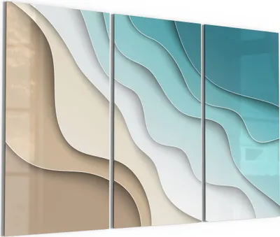 Produktbild von DEQORI Glasbild Echtglas 3x50x100 cm 'Farbige Papierwellen' Wandbilder XXL groß