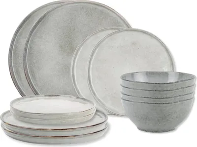 Produktbild von Salt & Pepper Geschirrset Artisan Green - 12-teilig / 4 Personen - 4 Speiseteller, 4 Frühstücksteller und 4 Schalen