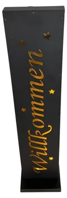 Produktbild von LED Säule Willkommen 90cm hoch aus Metall mit Timer für Eingang außen
