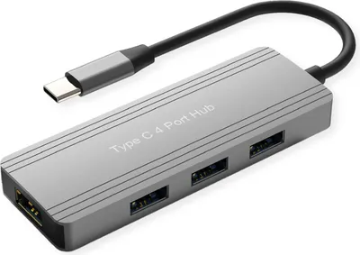 Zdjęcie produktu dla VALUE Hub USB 3.2 Gen 1, 4-portowy, kabel połączeniowy USB-C