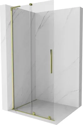Produktbild von Mexen Velar L Duschwand Schiebetür Walk-in 90 x 200 cm, transparent 8 mm, gold - 871-090-003-03-50