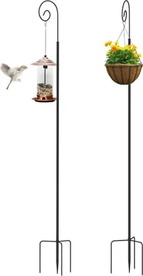 Produktbild von WISFOR 2PCS Schäferhaken Metall, Gartenstecker Gartenstab mit Haken für Solarleuchten, Laternen, Weihnachtsbeleuchtung, Hochzeiten, Pflanzkörbe, Blumenkugel