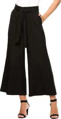 Produktbild von Damen Palazzo Hose mit Gürtel, High Waist, Elegant, Schwarz, XL