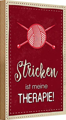 Produktbild von Holzschild Spruch 20x30cm Stricken ist meine Therapie