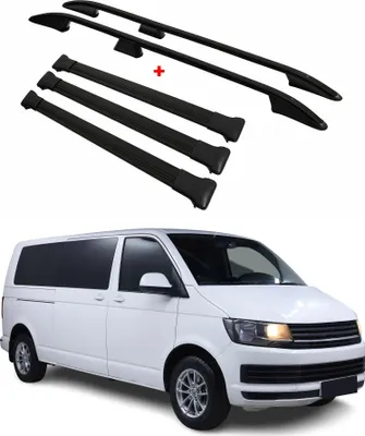 Image de KIT Barres de toit trans+long pour VW T6 T6.1 Transporter 2015-2024 L2 Alu noir