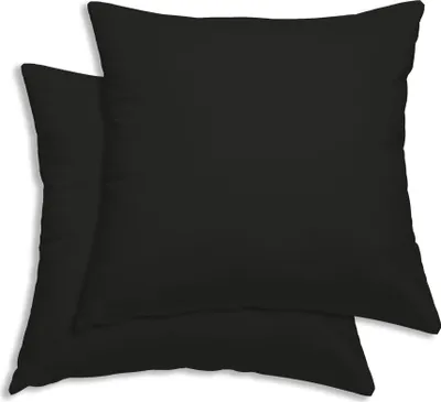 Produktbild von 2er Set Kissenbezug Kissenhülle 80x80 cm schwarz Uni Kopfkissenbezug Baumwolle