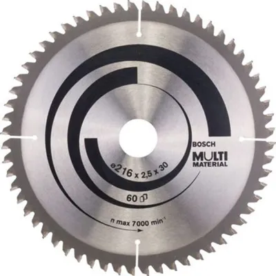Image de Lame de scie circulaire 216 x 30 x 2,5 mm, Multimatériaux, 60 dents, BOSCH 2608640446