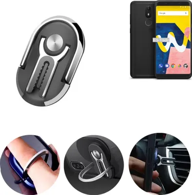 Produktbild von K-S-Trade 3in1 Smartphone-Ring Handy-Ring kompatibel mit Wiko View Lite Fingerhalterung  Handyring Tischständer Lüftungsgitter-Halterung Tisch