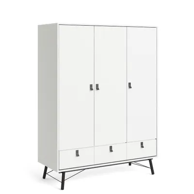 Produktbild von Rye Kleiderschrank 3 Türen, 3 Schubladen mattweiss.