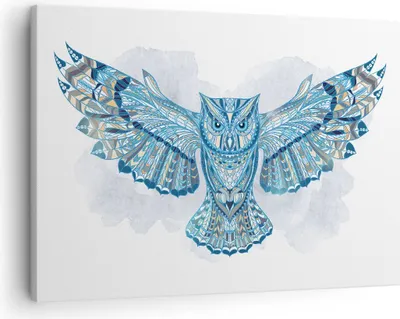 Produktbild von Bild auf Leinwand - Leinwandbild - Eule Flügel Tierwelt Grafik - 70x50cm - Wand Bild - Wanddeko - Leinwanddruck - Bilder - Kunstdruck - Wanddekoration - Leinwand bilder - Wandkunst - AA70x50-3087