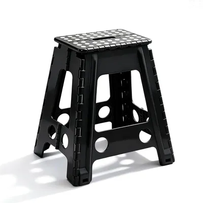 Zdjęcie produktu dla Składany stołek 45 cm, przenośny, do 150 kg, czarny, do kuchni
