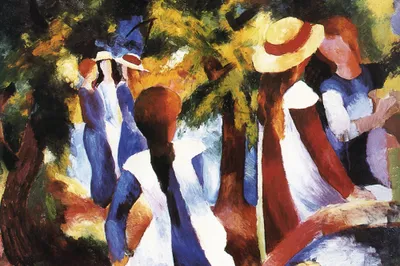 Zdjęcie produktu dla August Macke Art Print Obraz - Dziewczyna pod drzewami (80 x 120 cm)