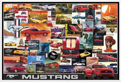 Immagine prodotto di Ford - Poster - Pubblicità vintage Mustang + cornice a incastro, Shinsuke® Maxi in plastica bianca, lastra in acrilico