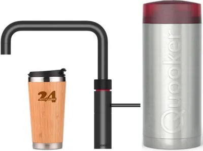 Produktbild von »QUOOKER FUSION Square COMBI+ B Schwarz & 100°C Armatur (22+FSBLK)« Spültischmischer mit 100°C Kochendwasserfunktion  Inklusive Thermobecher