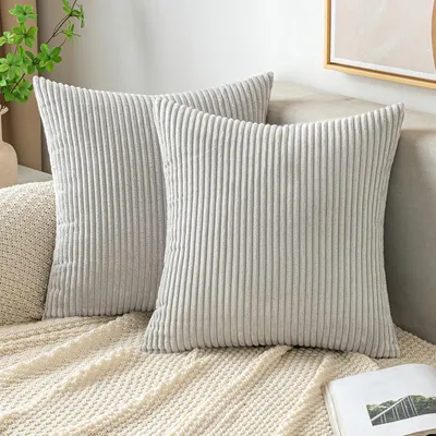 Productafbeelding van Kussensloop, corduroy, 40x40 cm, lichtgrijs, set van 2