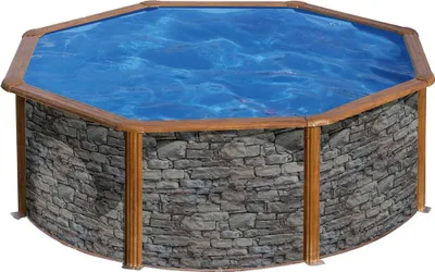 Produktbild von Stahlwandpool Gre GIANT Komplettset Rundpool rund 460 x 120 cm stein/holz