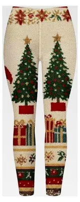 Produktbild von Damen Weihnachtsleggings aus Fleece, warme High Waist Skinny Thermoleggins für den Winter