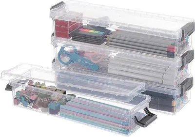 Produktbild von Plastische Opbergdozen 4er Pack - Transparante Stapelbare Organizer - Multifunktionell für Heim und Büro - Grießes Designs - Ruimtebesparend
