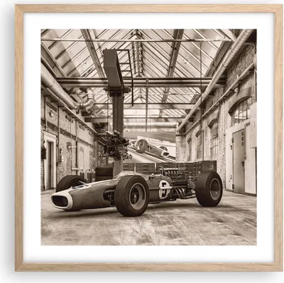 Produktbild von Gerahmtes Poster - Rahmen in heller Eiche - Formel 1 Rennen Retro - 50x50 cm - Wand Bild - Wanddeko - Wandbilder - Kunstposter - Wandposter - Bilderrahmen - Bilder - Kunstdruck - P2NAC50x50-4918