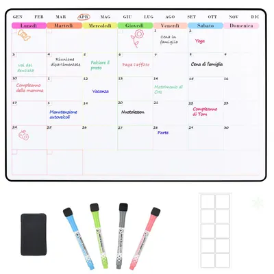 Magnetischer Monatsplaner, Whiteboard, abwischbar, 28x42 cm, Weiß