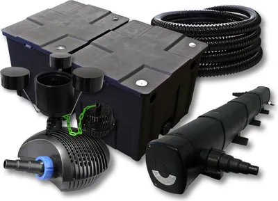 Produktbild von SunSun Komplettset: CBF-350B Teichfilter bis 60000 L Teichfilteranlage Durchlauffilter, CTF-6000 Teichpumpe 6000l/h 40W, CUV-272 Teichklärer 72W, 25m Teichschlauch 25 mm, CSP-250 Skimmer 2500l/h 45W