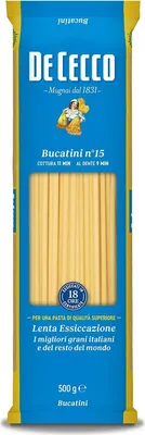 Produktbild von 24x Pasta De Cecco 100% Italienisch Bucatini n. 15 Nudeln 500g + Italian Gourmet Polpa 400g