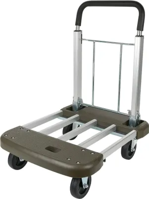 Produktbild von STIER Plattformwagen, Verstellbar, Tragkraft 150 kg, Transportwagen klappbar, Aluminium, mit ausziehbarem Griff, Transporthilfe mit Lenkrollen, variable Plattform, Schiebewagen