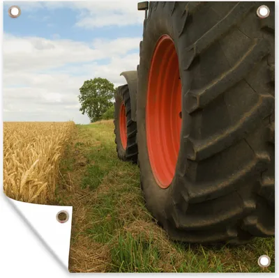 Obrázek produktu pro MuchoWow® Zahradní plakáty - Traktor - kola - pšenice - 50x50 cm - Zahradní dekorace