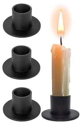 Produktbild von Kerzenhalter für Stabkerzen – 4 Stück – Ø 2,1 cm – Kerzenständer aus Eisen – Tischkerzenhalter – Für Weihnachtsdeko, Hochzeit und Party – Schwarz