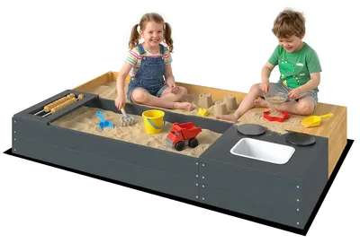 Obrázek produktu pro AIYAPLAY Pískoviště, 2dílné, 150 x 90 cm, dřevěné pískoviště s lavičkou a úložným prostorem