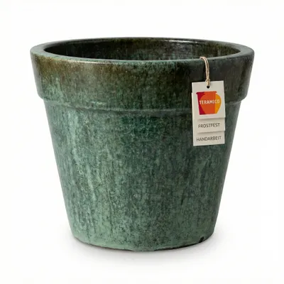 Produktbild von Teramico Keramik Pflanzkübel "Round Plain" Grün - Ø 18cm Frostfest