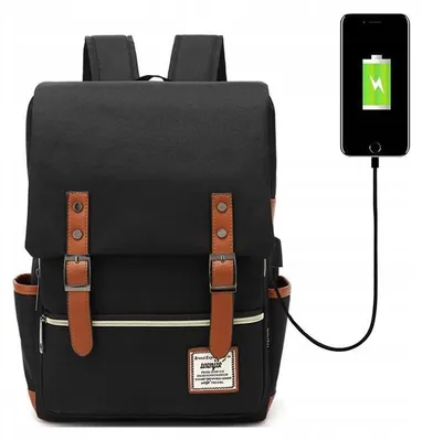 Produktbild von Oxford Schulrucksack Laptop 15,6 Zoll Schwarz mit USB