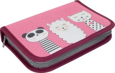 Produktbild von Schüleretui / Federtasche / Federmappe / 22teilig gefüllt ''rosa mit Tiere''