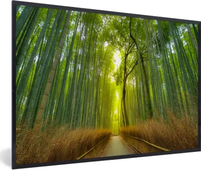 Produktbild von MuchoWow® Gerahmtes Poster Pfad im Arashiyama-Bambuswald in Japan 30x20 cm - Poster mit Schwarzem Bilderrahmen Wandposter Rahmen Foto Bilder - Kunstdruck - Bild-Poster