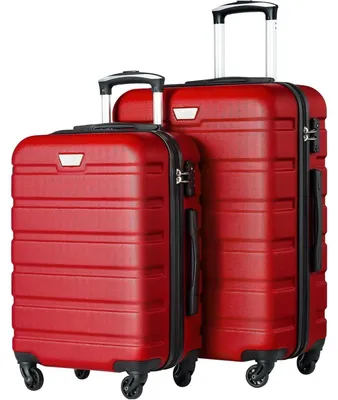Immagine prodotto di Set di valigie rigide, 2 pezzi, taglia S e M, colore rosso Spinell, con lucchetto TSA e 4 ruote