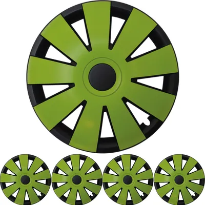 Zdjęcie produktu dla 4x kołpaki PREMIUM DESIGN 15 INCH "Nefryt" w kolorze czarnym / zielonym