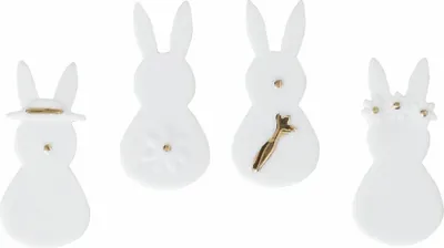 Produktbild von Minihasen 4er Set, Tischdekoration, goldenen Decal verziert