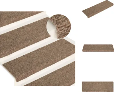 Produktbild von vidaXL Treppenmatten 15 Stk. Nadelvlies 65x21x4 cm Creme - Stufenteppiche