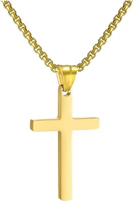 Image de Collier Croix Hommes Pendentif Acier inoxydable Noir Argent Or