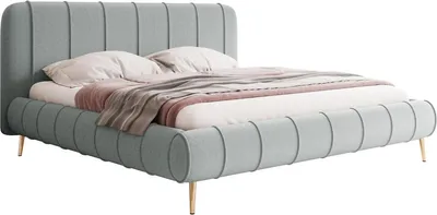 Produktbild von MIRJAN24 Polsterbett Slim XI mit Gold Füße, Dopellbett mit Bettkasten, Leistenlattenrost aus Holz (Farbe: Paros 05, Größe: 180x200 cm)