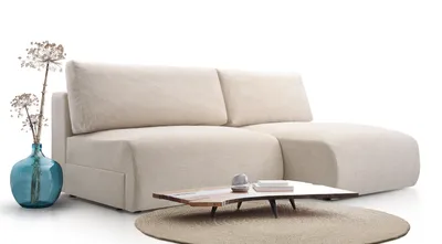 Produktbild von AX LIVING L Sofa beige Montecio – Couch Sofa L mit Schlaffunktion R