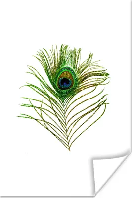 Produktbild von MuchoWow® Poster Pfauenfedern - Grün - Augen 80x120 cm - Papierdruck