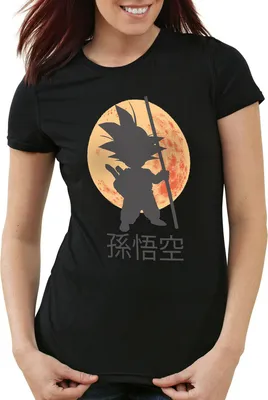 Produktbild von style3 Goku Moonlight Damen T-Shirt, Farbe:Schwarz, Größe:XS