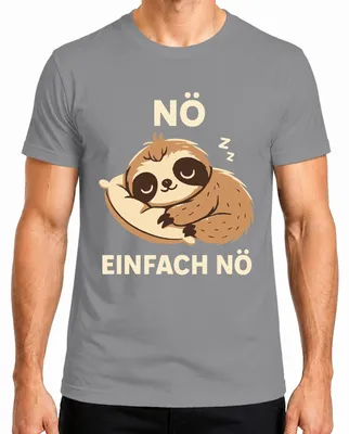 Produktbild von Faultier Schlafend NÖ EINFACH NÖ Süß Faul Geschenk Lustig Kinder Herren T-Shirt, Grau, XL