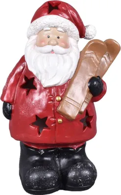 Immagine prodotto di Babbo Natale da giardino Nohel - sci LED in poliresina 14x11x21cm