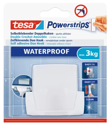 Produktbild von tesa Powerstrips Waterproof Duohaken Wave weiß