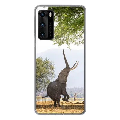 Produktbild von MuchoWow® Handyhülle Schutzhülle Hülle für Huawei P40 Elefant - Baum - Blätter Silikon Softcase Handy Hülle - Handytasche